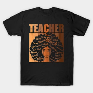 Teacher Teaching Schools Groovy Hearts Melanin Womens T-Shirt